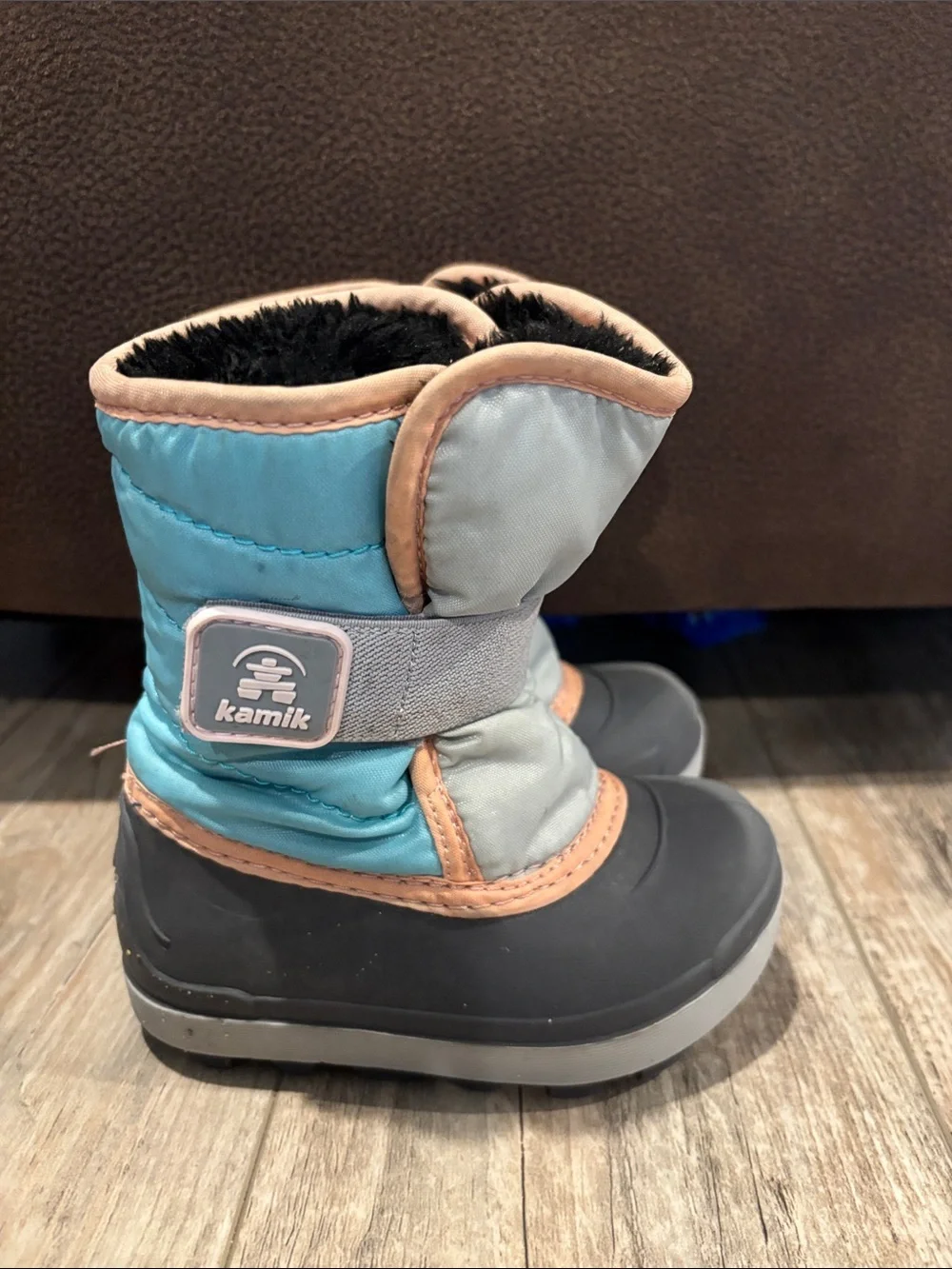 Kamik Kids Teal, Light Gray & Tan Winter Boots Size 7